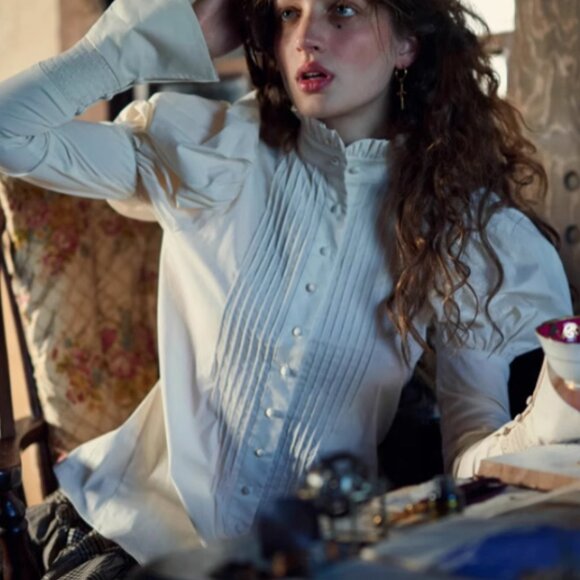 Selkie The Galileo Blouse Tops Vanilla Cream Light Beige Classic - Picture 2 of 14